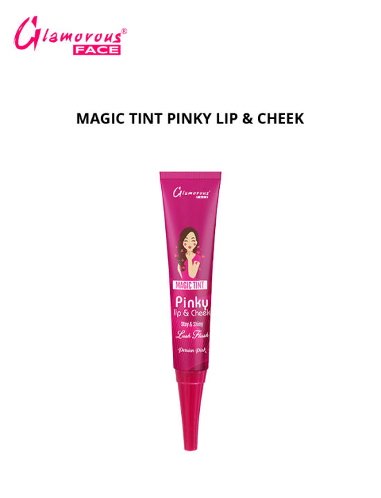 Glamorous Face Pinky Lip And Cheek Wow 24 Hour Magic Tint Beat Root Stay And Shiny Lush Flush Silk Texture For Daily Shine Advance Materials , Oil Free For All Skin Types