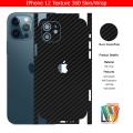 IPhone 12 Skin/Wrap 360 Protection Carbon fiber/ Matte/ Transparent/ Leather Back And Sides Included Camera Skin. 