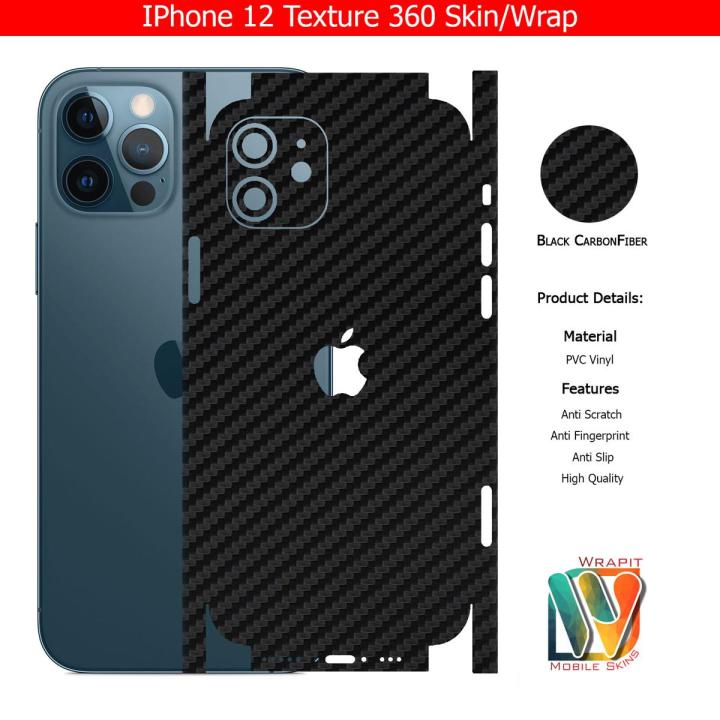 IPhone 12 Skin/Wrap 360 Protection Carbon fiber/ Matte/ Transparent/ Leather Back And Sides Included Camera Skin