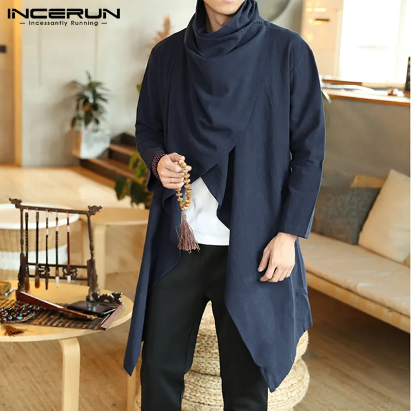 Pick for you INCERUN Mens Fashion Hooded Cloak Cape Coat Loose Long Cardigan Casual Gothic Daraz.pk