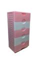 Beautiful Plastic Fiber Five Drawer Organizer Set in Blue and Pink. 