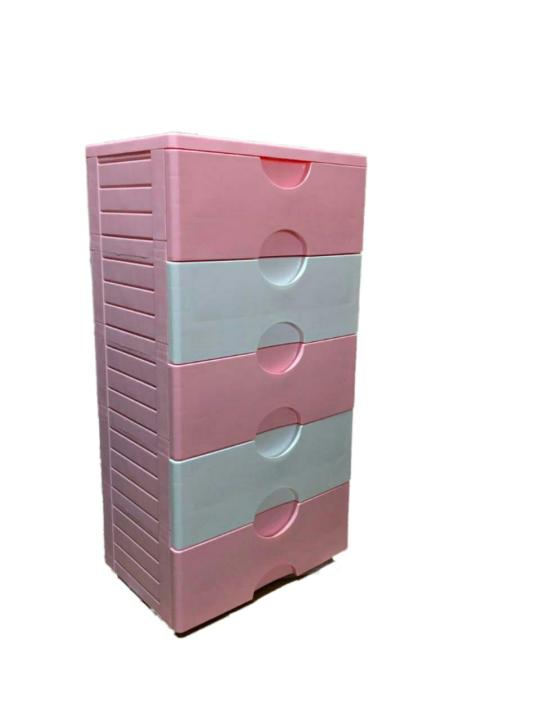 Beautiful Plastic Fiber Five Drawer Organizer Set in Blue and Pink