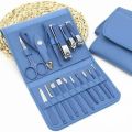 16 Pcs Stainless Steel Color-Coated Manicure and Pedicure Set with Leather Case for Travel and Home Use | Random Color. 