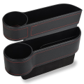 Car Seat Gap Filler, 2 PCS Multifunctional Car Seat Organizer with Cup Holder, Car Console Side Organizer for Cellphones, Wallets, Keys, Coin, Cards, Sunglasses, Passenger Side & Driver Side - Black. 