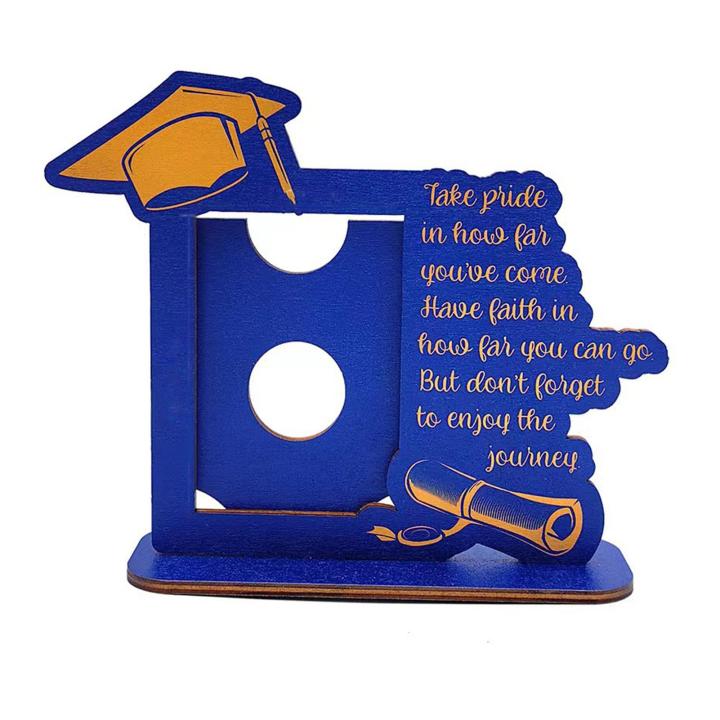 Wooden Graduation Picture Frame 3d Graduation Photo Frame for Graduation Party Decoration Gift Grad Hat Diploma Desktop Picture Display Frame Wooden Grad Theme Photo Frame