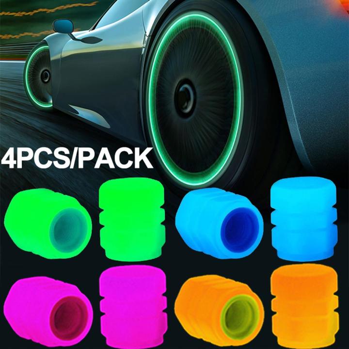 1-4PC Car Tire Valve Caps Luminous Valve Stem Caps Universal Fluorescent Tyre Nozzles For Car Truck Motorcycle Bicycle Valve Cap