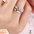 Silver Plated Prince Princess Imperial Crown Adjustable Couple Ring. 