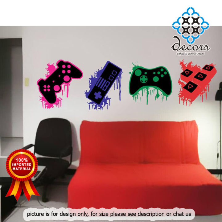 Decors - size- 9 x 9 inches each symbol - cute remote player video game style Wall Stickers for boys, gamer, room ,home, decoration