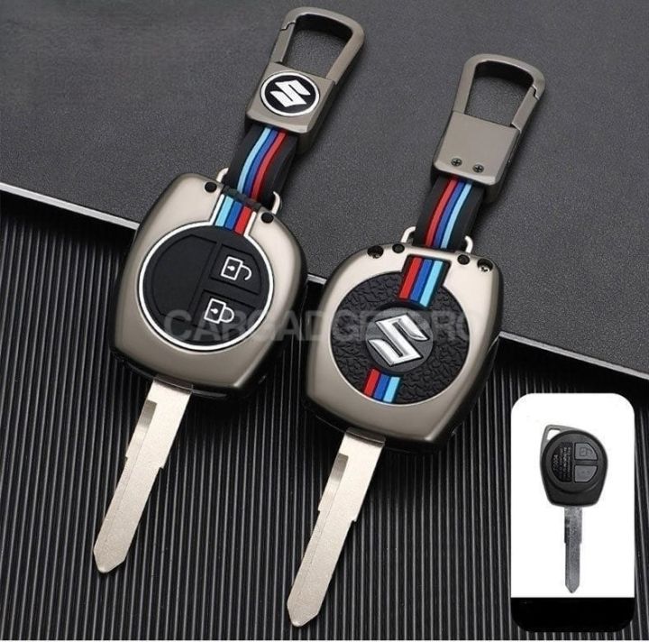 Suzuki Alto Zinc Alloy Metal Car Key Case With Keychain Waterproof Dustproof Scratch Resistant Glow In Dark Premium Suzuki Accessory Key Cover - Gun Grey