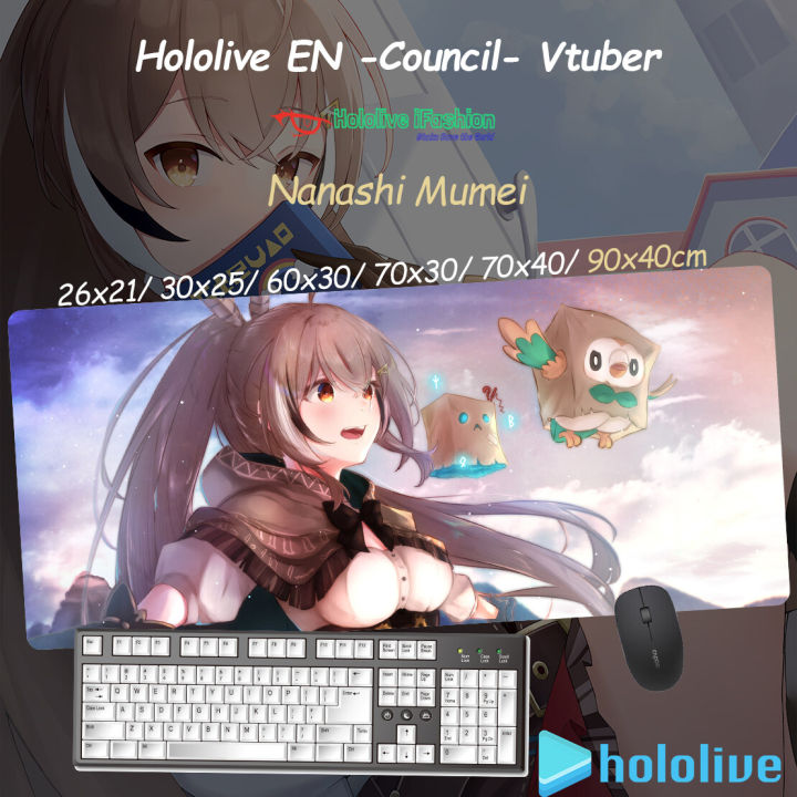 Hololive EN Council Nanashi Mumei Vtuber Anime Thicken Oversized Game Mousepad Keyboard Mat Desk Mat Mouse Pad