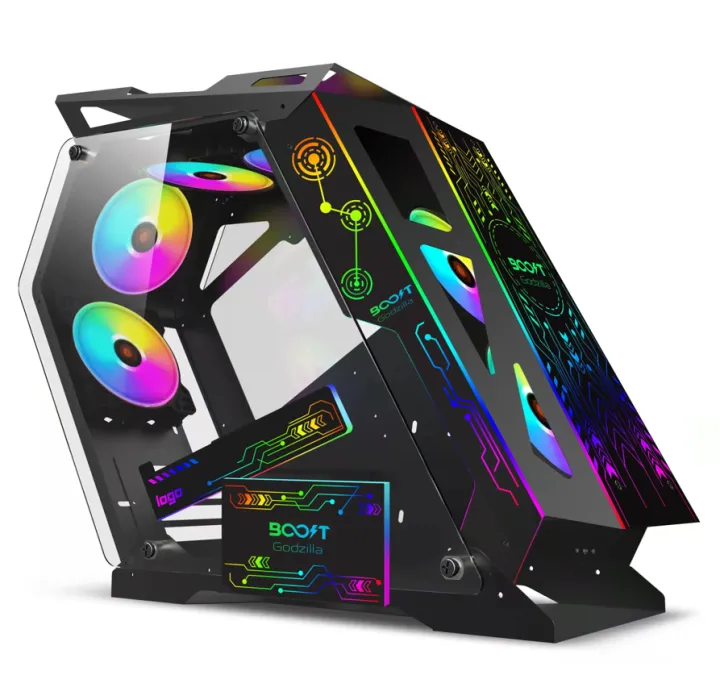 Godzilla%20RGB%20LIGHTS%20GAMING%20PC%20Case%20WITH%20Right/Left%20Panel:%20Grey%20Tempered%20Glass%20-%20Image%202