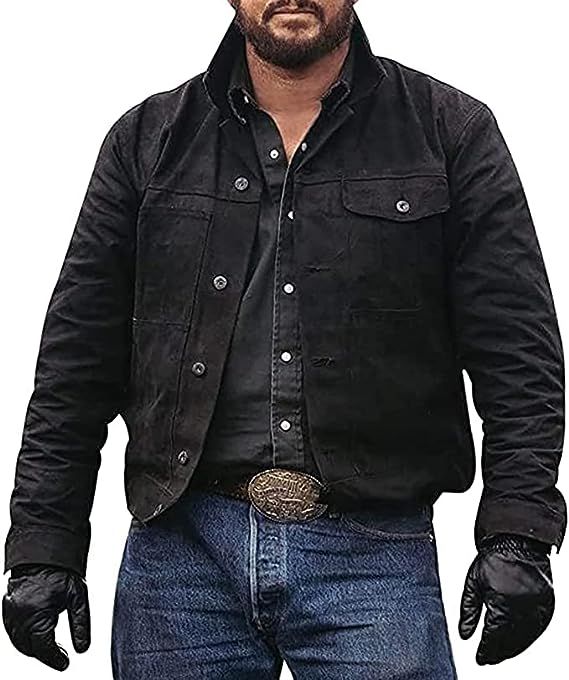 Men's YellowStone Cole Hauser Rip Wheeler Stylish Cowboy Black Cotton Jacket | S-XL
