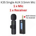 Wireless MIC Type C/Lightning/Android/USB/AUX 3.5mm Mic K8/K9/K15/K35 Wireless Single/Double Microphone For Interview, Vlogging , Podcast. 