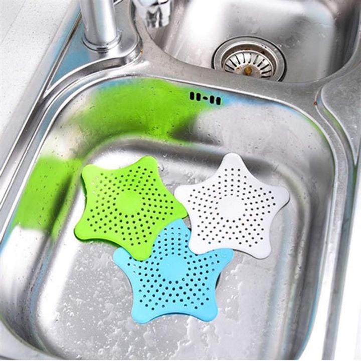 Silicone Sink Drain Drainer Filter Five-Pointed Sea Star Drain Cover, Kitchen Rubber Sink Strainer, Hair Catcher, Drain Protector, Shower Sink Stopper, Leakage Filter for Kitchen and Bathroom
