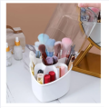 360 Rotation Heart Design Makeup Brush Storage Bucket, Plastic Makeup Organizer, Waterproof  Dustproof Cosmetic Storage Box With Clear Cover, Lip-gloss Holder, Desk Organizer For Countertop Vanity And Bathroom. 