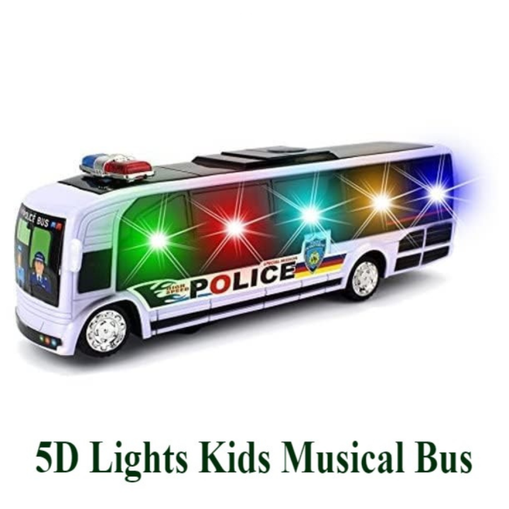 Musical Toy Car Bus With Siren And 5D Light Bus Toy Bus Bump & Go Car Bus For Kids – 368A