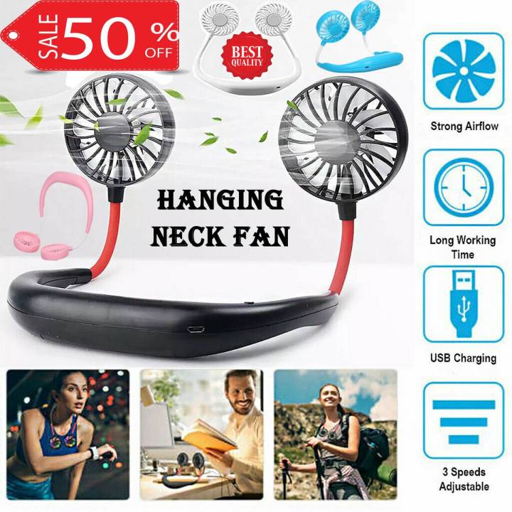 Hanging Neck Fan for Kitchen | Folding Handheld Fans Wearable Shoulder Fan Sports Cooling Fan Portable Cooling USB Neckband Mini Fan Rechargeable Hands free Neck Fan Personal Fans 3X Speeds 360 Degree Adjustable Summer Weather Fan for Indoor Outdoor