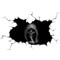 Halloween Evil Skull Sticker Broken Glass Window Effect Keep Silent Gesture Black Grim Reaper Sticker Car Window Decal. 