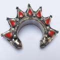 Tribal fashion spike bracelet with Red gym stones for women. 