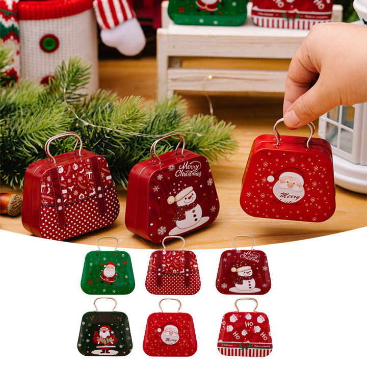 Christmas Hand Bags Decoration Makou Iron Handbag Candy Box For Kids Gift Small Iron Box Mini Handbag Christmas Decorations