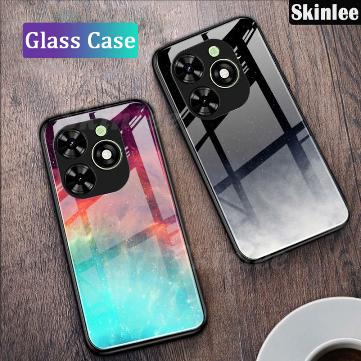 Phone case For infinix Smart 8 Plus Back cover Tempered Glass Cover Starry Sky Mirror Couple Design cover For infinix Smart8 Plus Cover cases