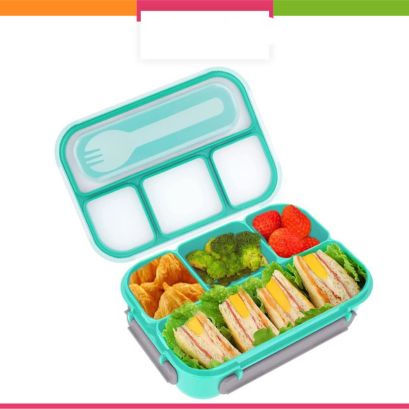 4 Compartments Bento Box With Fork, Kids Lunch Box with Accessories, Lunch Box, Kids School Tiffin Box