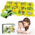 Puzzle Racer Car Track, Puzzle Racer Kids Car Track Set, Puzzle Track Car Play Set, Children Puzzle Electric DIY Assembly Railcar Track For Kids 5pcs 15pcs 25pcs Automatic Rail City in Multiple themes Ocean forest Dino Aerospace Educational Learning Toys. 