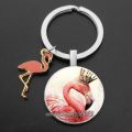 Cute Pink Flamingo Women Keychain Lovely Anime Swan Car Key Ring Holder Bag Charm Pendant Best Friend Accessories Gift. 