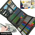 Keep Smiling 75pcs Professional Sketch and Drawing pencils set kit in fabric pouch, Color Pencils Charcoal Pencil blenders erasers paper cutter sketching kit. 
