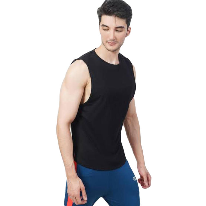Black Gym Sando Tank Top For Mens