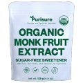 Organic Monk Fruit Sweetener, 125g (4.41oz) 400 Servings, No Fillers Pure USDA Organic Monk Fruit Extract Powder with No Aftertaste, Zero Calorie & Zero Carbs, Keto & Paleo Friendly, by Purisure. 