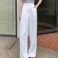 Womens Wide Leg Pants Straight Leg High Waisted Office Loose Long Pants XL White. 