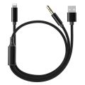 Aux Cable for iPhoneto Car, 2-in-1 Charging Audio Cable for iPad, 3.5mm AUX Cable Adapter Black. 