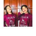 HOME SHOPPING 3 GARMENTS MAROON I BELIEVE IN UNICORN SWEATSHIRT FOR WOMEN. 