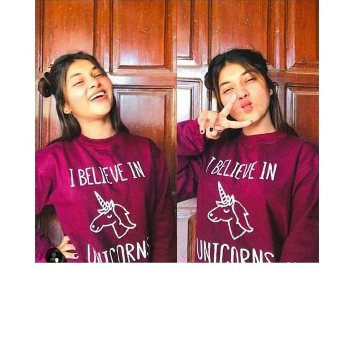 HOME SHOPPING 3 GARMENTS MAROON I BELIEVE IN UNICORN SWEATSHIRT FOR WOMEN