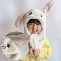 Earmuff Cute For Girls Movable Ears Love Embroidery Earflap Plush Eye With Scarf Women Rabbit Caps Warm Hats  Hats. 