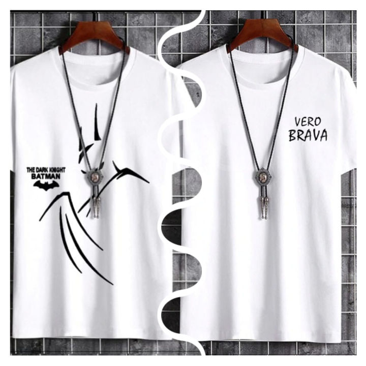 Pack Of 2 The Dark KNight Batman With VERO BRAVA White With Multicolor Amazing Smart Fit T-Shirt For Men's / Women's