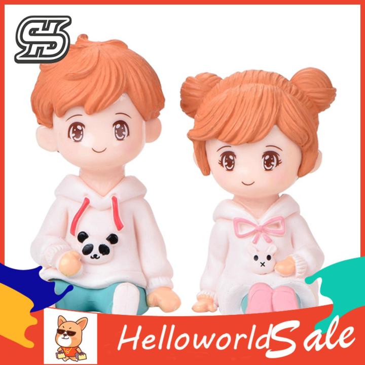 Couple Miniatures Long-lasting Adorable Panda Hoodie Couple Figures