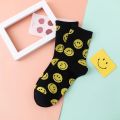 Cute Smiling Face Printed Socks Women Kawaii Harajuku Funny Cotton Sox Unisex Happy Casual Streetwear Floor Calcetines Mujer. 