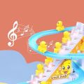 Electric Musical Roller Coaster Small Duck Climbing Stairs Track Set Toy - Battery Operated Musical Toys - Music Sound and Light. 