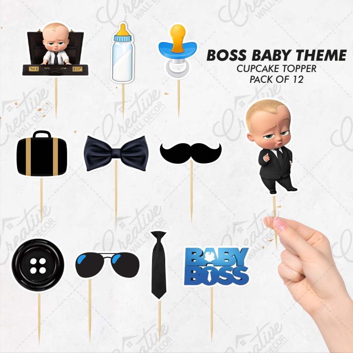 Boss Baby Theme Cupcake Toppers Pack of 12 Perfect for Birthday Party Celebration & cake Decoration Supplies