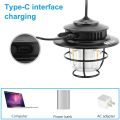 LED Camping Lantern Rechargeable, 4 Modes Infinitely Dimmable Light, Type-C Charging Hanging Retro Light, Battery Powered IPX4 Waterproof Portable Outdoor Tent Electric Lamp. 