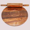 Chakla Belan - Chakna Belna - Set with Brass Work - Bread Rolling Board and Rolling Pin, Chakla Belna. 
