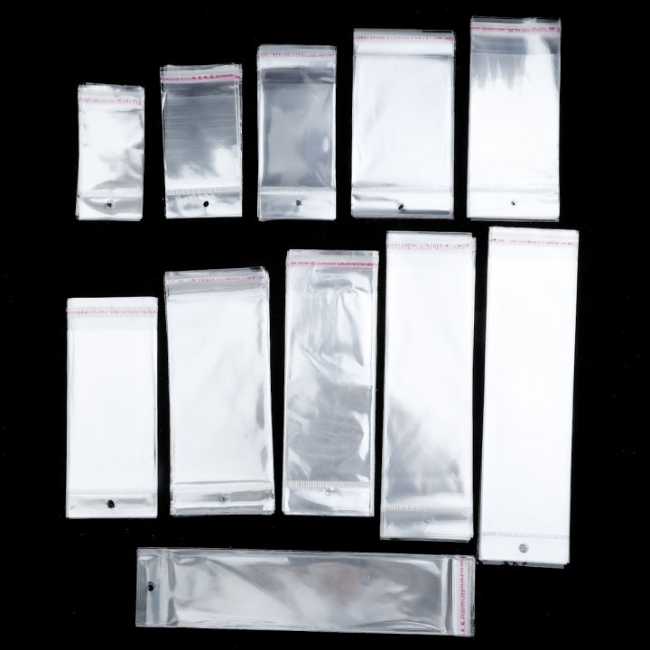Transparent Self Adhesive Hang Hole Bags For Candy Lollipop Cookie Packaging Cellophane Bags Wedding Party Plastic Opp Gift Bag