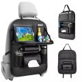 Car Back seat Organizer with Foldable Table Tray, PU Leather Car Back seat Organizer for Babies Toys Storage with Foldable Dining Table Holder Pocket for Baby and Kids Black. 