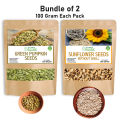 Bundle Of 2 Green Pumpkin Seeds + Sunflower Seeds Without Shell. 
