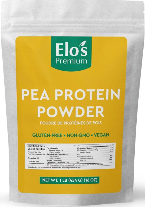 Pea Protein Powder (1lb) by Elo's Premium| 100% Food Grade Organic Pea Protein Powder | Packaged in Canada| Pure & Non-GMO | Excellent Source of Protein, Iron, Amino Acids, and More