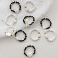 Fashion Natural Stone Moonstone Obsidian Rings For Women Girls Stainless Steel Beaded Ring Wedding Party Jewelry Gift Wholesale. 