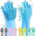 Magic Reusable Silicone Gloves with Wash Scrubber, Heat Resistant, for Cleaning, Household, Dish Washing, Washing the Car. 