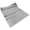WHITE TABLE COVER WITH SILVER POLKA DOT ( 72 INCH X 54 INCH ). 